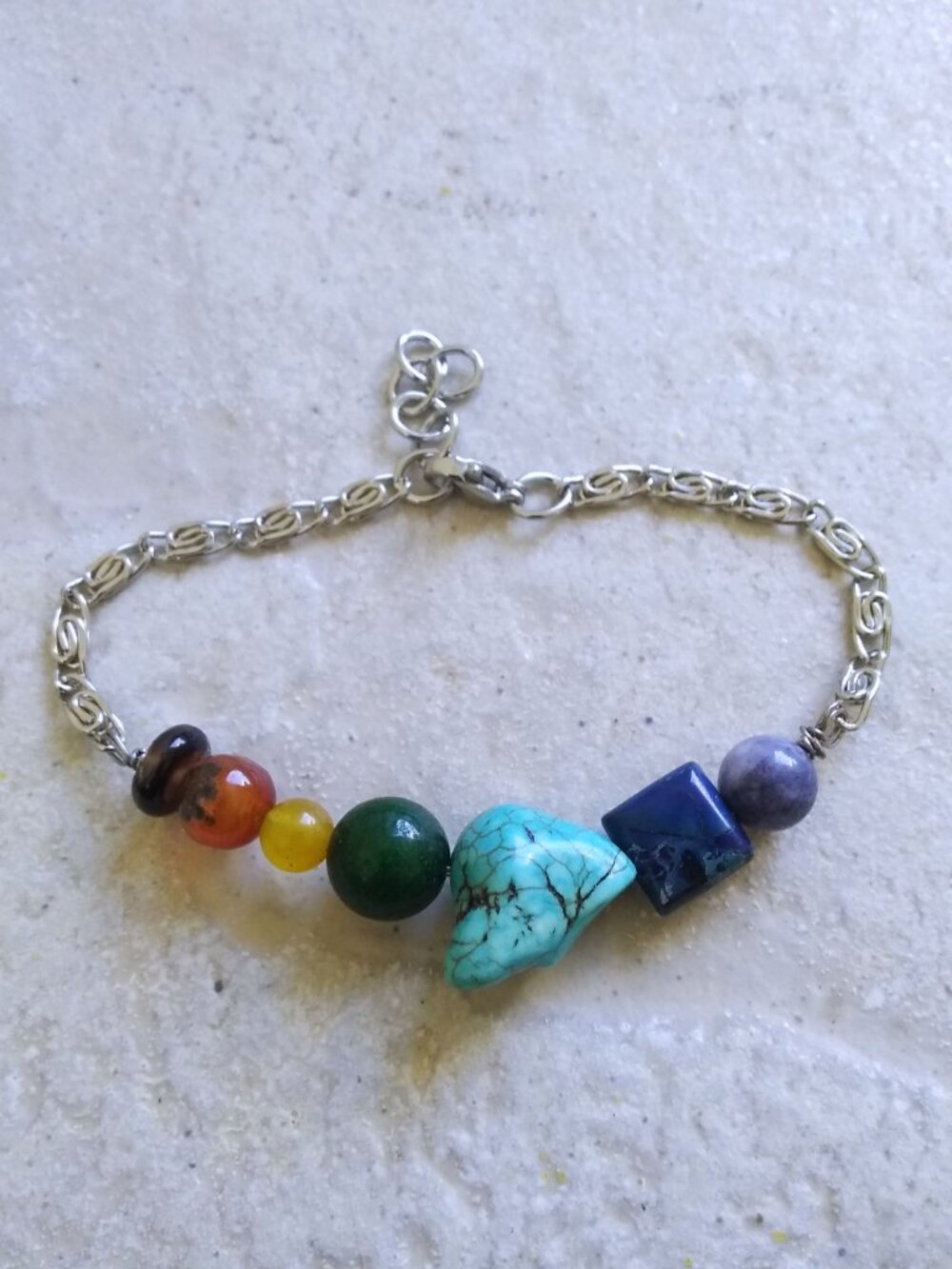 7 Chakra Healing Stone Bracelet | Handmade Tarnish Free Stainless Steel Chain